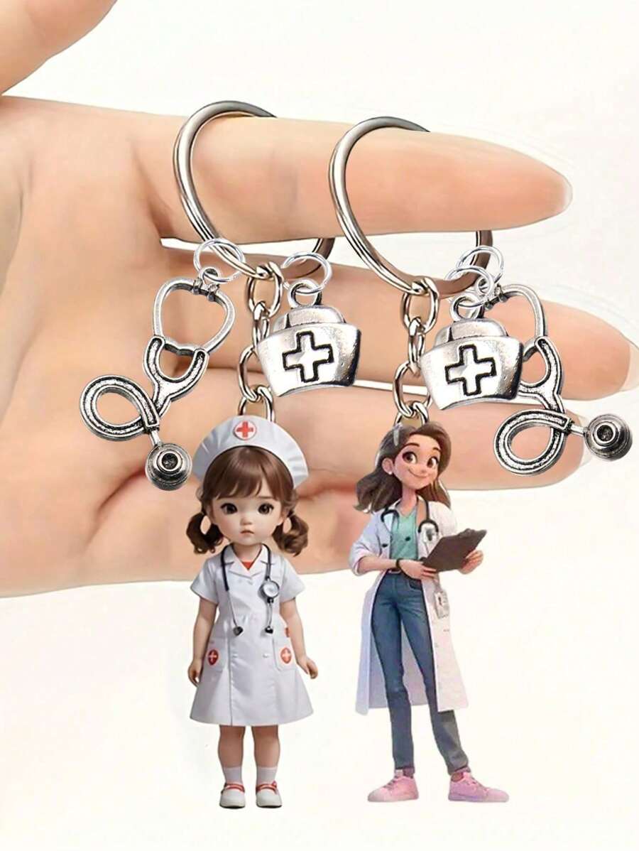 Nurse Doctor Keychain, Nurse Pattern Pendant, Bag Ornament,There Are Masks, Stethoscopes, And Girl Accessories, Acrylic Flat Keychain, Creative Accessory Accessories, Pendant Accessories That Can Be Hung On Backpacks, Phone Cases, Keychains, Car Decoration Pendant, Suitable For Both Boys And Girls, Suitable For Nurses, Doctors, Medical Workers, Gifts, Nurse's Day Gifts, The Best Gift For Medical Staff