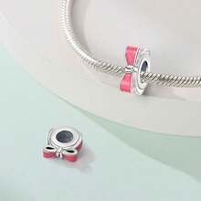 1 pieza Compañero permanente del amor, romántico rosa corazón de rosa de amor, lazo de amor, broche fijo, ramo de amor, gato y flor, cuentas de flor, colgante adecuado para pulsera de serpiente, collar, llavero, cuentas plateadas adecuadas para hacer joyería DIY, regalo de aniversario, Navidad, para chicas, pareja, regalo del Día de San Valentín