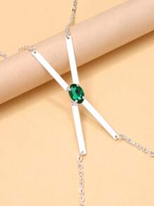 Stonefans Green Crystal Metal Chest Bracket Bra Dress Accessories Rhinestone Clothing Jewelry Sexy Body Chain Lingerie For Women