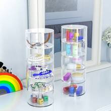 Acrylic Belt Organizer With Five Layers For Storage And Display, Featuring A Cylindrical Stackable Design. This Versatile Box Is Ideal For Organizing Accessories Such As Jewelry, Watches, And Bracelets.