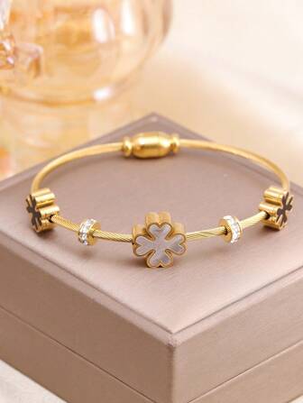 1 件时尚休闲心形贝壳水钻女士手链