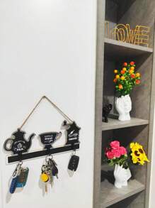 1 套包含 3 个个性化多用途衣架、壁挂式储物架挂钩、金属和木质衣架，适用于外套、围巾、包、毛巾、钥匙、帽子 - 彩色 - 查看 3