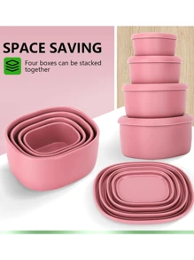Contenedores de almacenamiento de alimentos de silicona plegables y reutilizables con tapas para fiestas navideñas, meriendas, camping, almuerzos, cajas bento y de vuelta al colegio - Multicolor - Ver 8