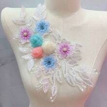 1pc/2pcs Set Of Handcrafted Rhinestone Patch Floral Embroidery Applique, Clothing Accessory Garment Sewing Decor For Dress, Bridal Gown, Purse In Multiple Colors - Multicolor - View 10