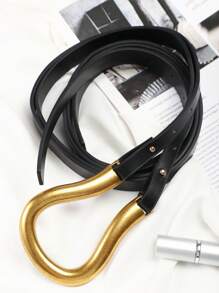 1pc Women's Versatile Wide Waist Belt With Horse Hoof Buckle Decor, Goes With Dresses