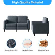 Convertible Sofa Set, Comfy Loveseat/ Armchair, Linen Modern Sofa Couch Furniture Sets For Living Room Bedroom Apartment - Dark Grey - View 4