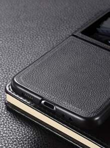1pc Luxury Premium Leather Case - Scratch-Resistant Solid Color Cover With Advanced Protection Compatible With Samsung Galaxy Z Flip 6 5 4 3 Waterproof Shockproof Anti-Fall - Black - View 6