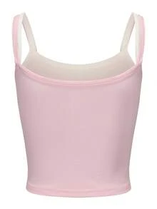 二合一短款上衣 黑白拼接性感针织背心 女士修身上衣