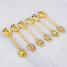 6 Peças Conjunto de Colheres de Café de Metal, Colheres para Café, Sobremesa, Fruta, Ideal para Celebrações de Feriados e Mesa de Jantar de Volta às Aulas