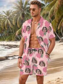 Spring New Men Customized Pajamas Set, Personalized Printed Casual Comfortable Lapel Cardigan 2 Pieces Sleepwear - Multicolor - View 5
