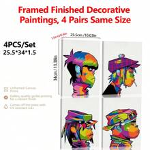 4 Pieces/Set Of Canvas Posters, Modern Art, Minimalist, Vintage Music Posters, Rock & Rap Art, Ideal Gift For Bedroom Living Room, Decorative Wall Art, Wall Decor, Bar Decor, Wall Decor, Room Decor - Canvas (Framed) Gifts Birthday Graduation