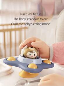 1pc Infant Suction Cup Rotary Toy, Cartoon Airplane Soothing Baby Gadget, Bathing Rotating Suction Cup Early Education Tabletop Game, Infant Sensory Toy, Spinning Top Toy