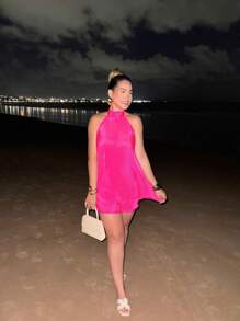 Pleated Jumpsuit Dress - Rosa Fucsia - Ver 2