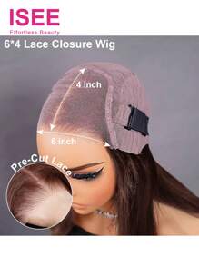 ISEE HAIR Wear Go 6x4 蕾丝前假发，巧克力棕色蕾丝前假发，真人发丝，预先拔毛，预先修剪，水波纹，封闭式彩色假发，180% 密度，16-28 英寸，女士款 - S4 - 查看 6