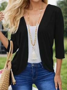 hoteel Women's 3/4 Sleeve Front Open Casual Cardigan