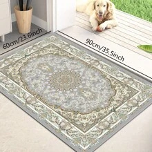 1pc Nordic Fairisle Pattern Crystal Velvet Area Rug, 700g/㎡ With Dotted Non-Slip Backing, 5mm Thickness, Machine Washable Fade-Resistant Carpet Suitable For Holidays And Any Spaces Including Hotel, Office, Sofa, Bedside, Kitchen, Laundry, Hallway, Porch, Stairs, Entryway Mother's Day