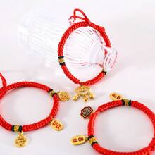 1 pièce Collier en corde rouge pour animaux de compagnie avec un cadenas de sécurité et un pendentif porte-bonheur pour la fortune et la richesse. Collier réglable pour chats et petits chiens convenant aux animaux pesant 2-8kg