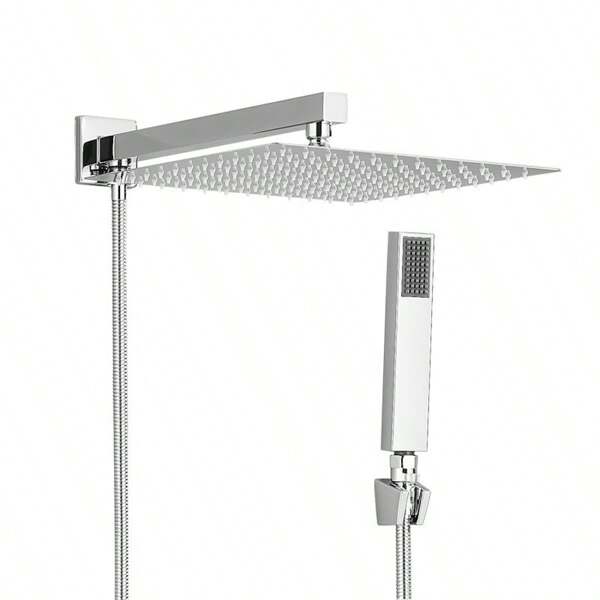 Chuveiro E Ducha Manual Quadrado Terno 20x20cm De Parede Cromada Inox Prata Yesop