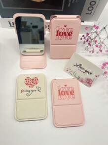 1pc Portable Folding Pocket Mirror, Freestanding Desktop Makeup Mirror For Office