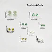 16 件黄色和绿色闪亮亚克力鞋饰，可拆卸塑料配件，带仿珍珠和棒棒糖元素，适合凉鞋和沙滩包的新奇装饰，全年适合节日和礼物的时尚配饰 - 綠色 - 查看 6