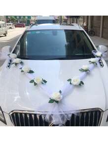 9 pièces DIY Décoration de la Saint-Valentin Décoration de mariage en tissu Décoration de voiture de mariage Fleurs roses simulées, Décoration de maison Fleurs artificielles en soie rose, Convient pour diverses décorations de voiture, Diverses décorations de voiture de mariage