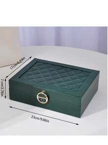 1pc Elegant Single Layer Jewelry Box, PU Leather, Large Capacity With Lock, Suitable For Storing Necklaces, Earrings, Rings, Bracelets, Watches, Can Be Gift For Girlfriend, Mother's Day, Holidays - Multicolor - View 5