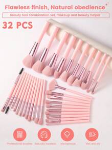 49件套化妆刷组合套装，包含眼影刷、眉刷、粉底刷、散粉刷、腮红刷、遮瑕刷和高光刷，采用超柔软优质合成毛，适合日常面部妆容。套装包含各种化妆刷，是打造精致妆容的理想之选。 - 彩色 - 查看 2