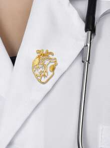 Broche cœur creux Épingle à double poumon Médecine Anatomie cardiologie Aiguille Médecin Cardiologue Sac Broche de revers Cadeau