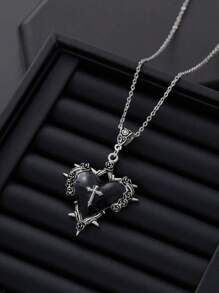1 pieza Collar de cruz del amor con espinas de estilo punk gótico, de estilo oscuro y dulce, accesorios de joyería para fiestas de mujeres