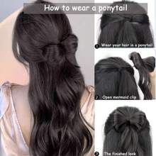 14 Inch Bowknot Curly Ponytail Hair Extensions, Claw Clip Curly Ponytail Hair Extensions, Suitable For Children And Girls - Multicolor - View 12