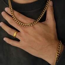 3/5/7mm, Vacuum Plating, Twist Necklace, Bracelet, Jewelry Set, Gold, Silver And Black, Cuban Hip Hop Chain, Gold, Silver And Black Necklace, Suitable For Men's Daily Life, Holiday Gift, Popular Jewelry Accessory For Daily Match, Easter Gift, Men Necklace And Bracelet, Suitable For Celebration, Parties And Wedding, Casual Accessories, Punk Style, Accessories, Office Outfit, Musty