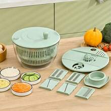 Un déshydrateur multifonctionnel pour fruits et légumes, un coupe-légumes de cuisine à domicile, une machine à laver et à sécher les salades, un panier de drainage manuel, permettant de laver et d'égoutter rapidement les légumes. Conception à plusieurs niveaux, lavage et égouttage des légumes en une seule étape, grande capacité de stockage des légumes préparés