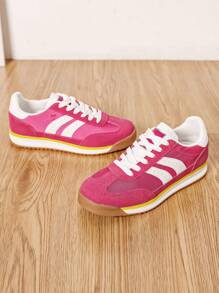 Women's Lace-Up Casual Comfortable Sneakers, Versatile For Daily Wear - Pink - View 2