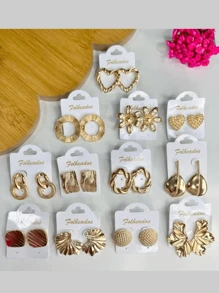 Gold Plated Earrings Kit, Women's Fashion Jewelry, Assorted Models - KIT 8 PAIRS - View 5
