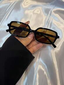 Retro Square Sunglasses With UV Protection - màu nâu - Xem 5
