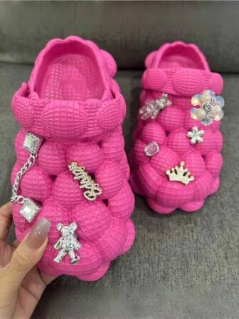 Women's Stylish & Versatile Metal Decor Soft EVA Comfortable Double-Wearing Hollow Out Beach Sandals