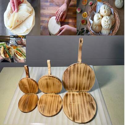 Wooden Tortilla Press, Round Shaped Dough Presser With Handle, For Homemade Mexican Corn Tortillas