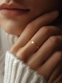 1 Stück mini Edelstahl-Herzring für Frauen und Männer, vergoldet, Verlobungsring, Alltagsschmuck, Paargeschenke & Muttertags-Geschenke