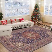 1pc Classic Style Retro Area Rug, 700g/Sqm Crystal Velvet, 5mm Thickness, Washable Non-Fading Carpet, Slip-Resistant, Suitable For Holidays And Any Space Including Hotel, Office, Sofa, Bedside, Kitchen, Laundry Room, Hallway, Porch, Entryway And Stairs Mother's Day