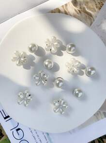 12 Peças DIY Destacável Flor de Pérola Falsa Elegante e Moderna, Botões Decorativos Multiuso Adequados para Sandálias de Praia, Sapatilhas, Tênis, Cadarços, Presente para Feriados