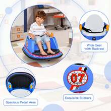 Lifezeal 12V Vehicle 360° Spin Race Toy Kids Ride On Bumper Car With Remote Control Purple/Pink/Red/Blue - Màu xanh lam - Xem 6