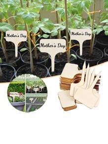 10/20/50 Piezas Etiquetas de jardín de bambú resistentes al agua, marcadores de plantas - Etiquetas con forma de T, adecuadas para plantas de exterior e interior, semilleros, verduras, viveros, granja. Fáciles de escribir, etiquetas de jardín resistentes a la intemperie