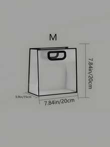 1pc Clear Gift Bag, Simple Hollow Out Handle Design PVC Gift Wrapping Bag For Party - Black - View 10