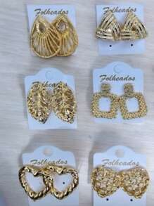 Gold Plated Earrings Kit, Women's Fashion Jewelry, Assorted Models - KIT 4 PAIRS - View 8