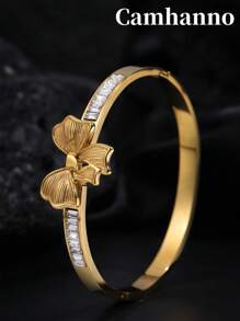 Camhanno 1 件精美时尚的不锈钢钻石镶嵌蝴蝶结手链，适合作为送给男性（女性）朋友的礼物 - 白色愛心手鐲 - 查看 1