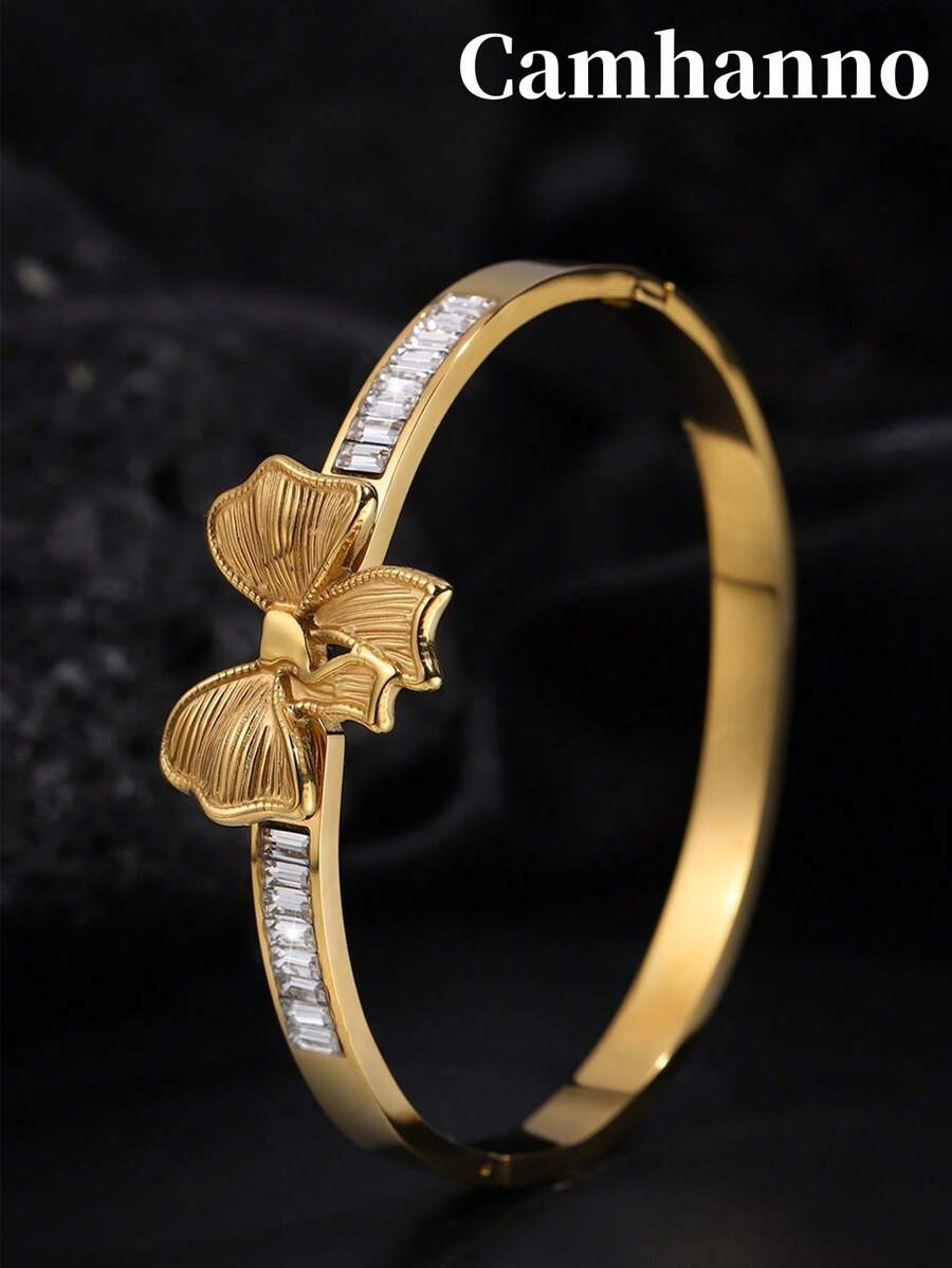 Camhanno 1 件精美时尚的不锈钢钻石镶嵌蝴蝶结手链，适合作为送给男性（女性）朋友的礼物 - 白色愛心手鐲 - 查看 1