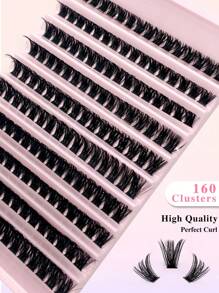 160 pièces de faux cils en touffe volumisante et bouclée 100D de 8 à 17 mm en mélange. Extensions de cils individuelles DIY à la maison. Faux cils en touffe doux et effilés en emballage mixte.