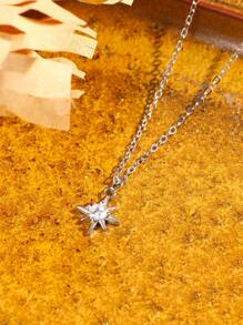 1pc Fashionable & Versatile S925 Pure Silver Octagram Necklace, Minimalist Design Essential For Daily Outfit, Jewelry Gift For Valentine's Day, Easter, Christmas - Silver - View 3