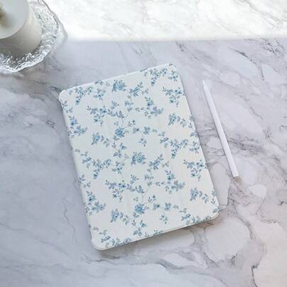 Pretty Flowers On Light Blue Floral Pad Case Compatible With IPad 10th, IPad Air 6th/4th/5th 10.9inch, IPad 9.7inch, IPad Pro 11inch, 2022/2021, IPad 9/8/7, 10.2inch