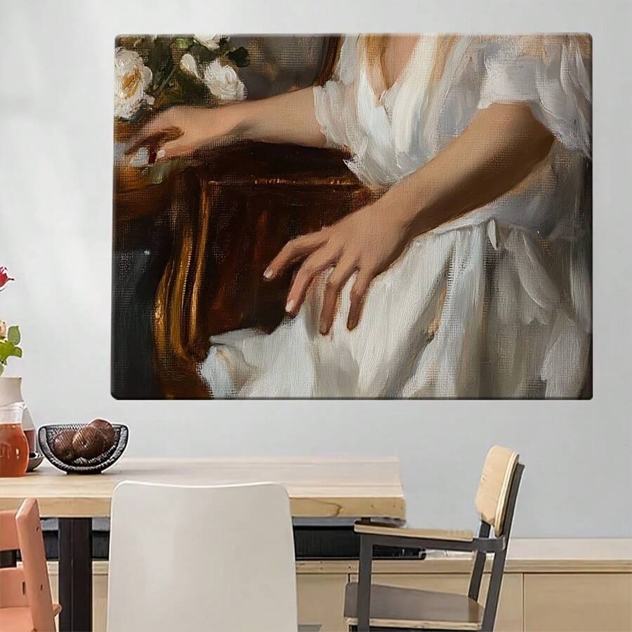 Elegant Portraits Of Women With Vintage Clothing And Antique Furniture In Warm Earth Tones-1 Pc Wooden Framed Canvas Painting -  Thickness 2.25cm/0.9inch,Valentine's Day Decorations At Home,Valentine's Day,New Year,Home Gift Decoration, Room Decoration Aesthetic, Wall Decoration Art, Perfect Gift, Autumn And Winter Wall Decoration, Living Room Decoration, Bedroom Decoration, Kitchen Decoration, Entry Decoration, Bathroom Decoration, Direct Wall Painting, High Quality Wall Painting Poster ,Easter  Easter Decorations For Women